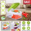 Vegetable Slicer Quick Potato Tomato Fruit Cutter Set w/3 Blades Stainless Steel Food Chopper