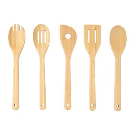 5pk Bamboo Spoons for Cooking, Kitchen Essential Tools Set