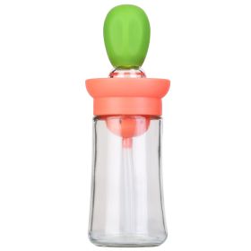 Oil Dispenser Bottle 2 In 1 Cooking Glass Olive Oil Dispenser Silicone Dropper with Silicone Brush Dropper Measuring Container for Kitchen Baking BBQ (Option: OilBottle Green)