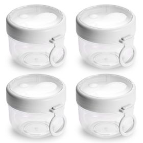 4Pcs Overnight Oats Containers with Lids and Folding Spoons 20OZ Portable Leak-proof Oats Jar For Milk Vegetable and Fruit Salad Yogurt Breakfast Cere (Option: 4PcsOatsJars White)