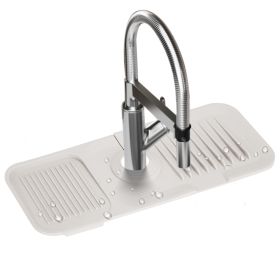 Faucet Splash Mat 14.56x5.51in Silicone Sink Drying Mat Water Drip Catching Tray Water Drainage Pad Sponge Soap Holder for Kitchen Bathroom Sink Fauce (Option: SinkSplashGuard Beige)